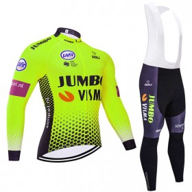 Set Fietsshirt Lange Mouw + Lange Koersbroek 2019 Team Jumbo-Visma N002